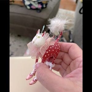 Patience Brewster red and white cat ornament